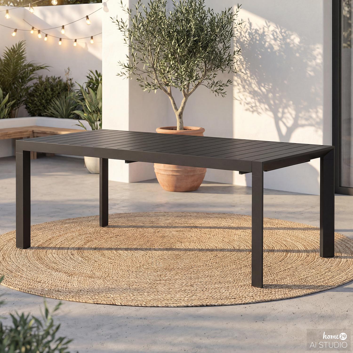 home24 Ausziehbarer Gartentisch - Aluminium - Anthrazit