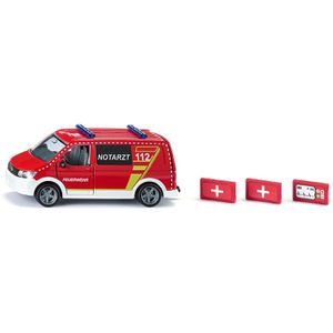 siku Spielzeugauto 2116 VW T6 Notarztwagen, aus Metall/Kunststoff, Maßstab 1:50, Länge 10 cm