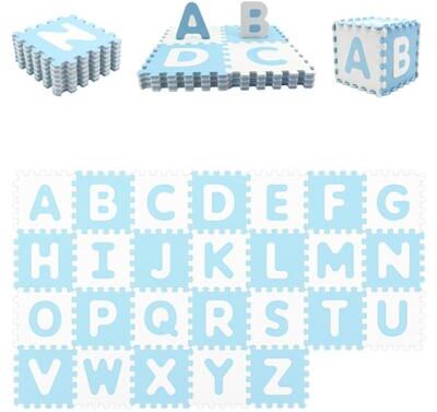 Costway 26 Pieces Interlocking ABC Play Mats with Detachable Letters-Blue