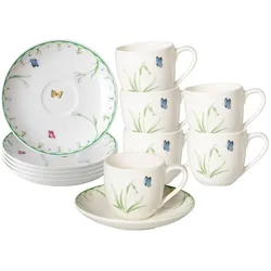 Villeroy & Boch, Tasse, Colourful Spring Espressotassen mit Untertassen (100 ml, 6x)