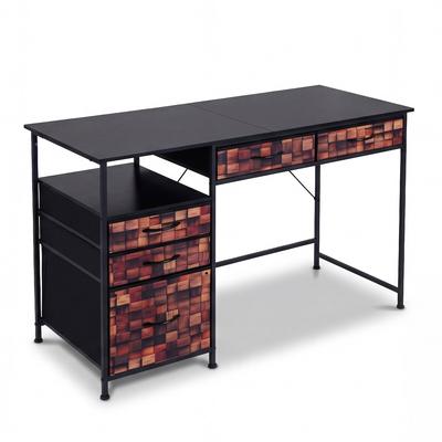 COSTWAY 120 x 50 cm Computertisch, Home‑Office‑Schreibtisch mit Regal, Stoffschubladen & Metallrahmen, Gaming‑PC‑Tisch für kleine Räume