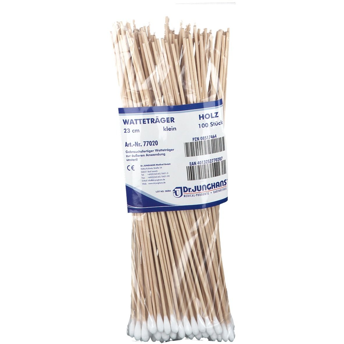 Wattestäbchen Holz 23 cm mit Wattekopf 100 St Stäbchen