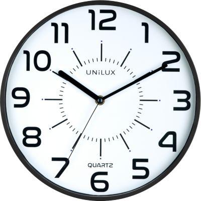 Unilux POP Wanduhr schwarz, Durchmesser: 30,5 cm, Quarzuhrwerk, leise schleichende Zeiger, Batterie inklusive
