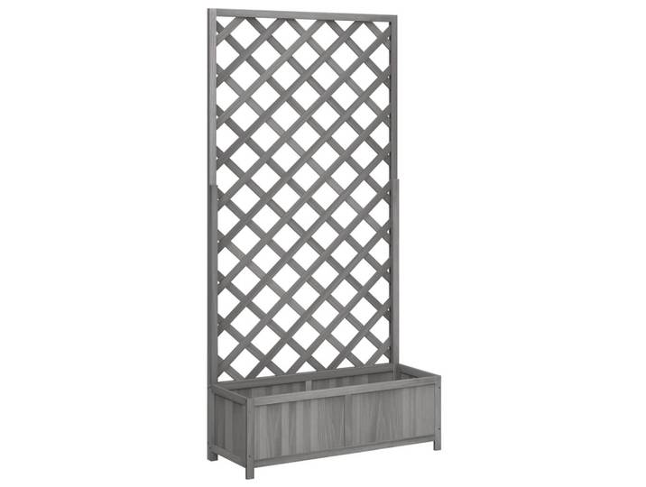 vidaXL Pflanzkübel Mit Spalier Grau Massivholz Tanne, Holz, Freiform, 35x180x90 cm, Gartenzubehör, Hochbeete