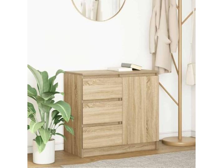RJPLMFV Anrichte mit Schublade, Eiche, Sonoma, 71 x 35 x 65 cm, Holz 2 Türen, 2 Schubladen, vielseitige Aufbewahrung, anpassbare Installation, einfache Reinigung