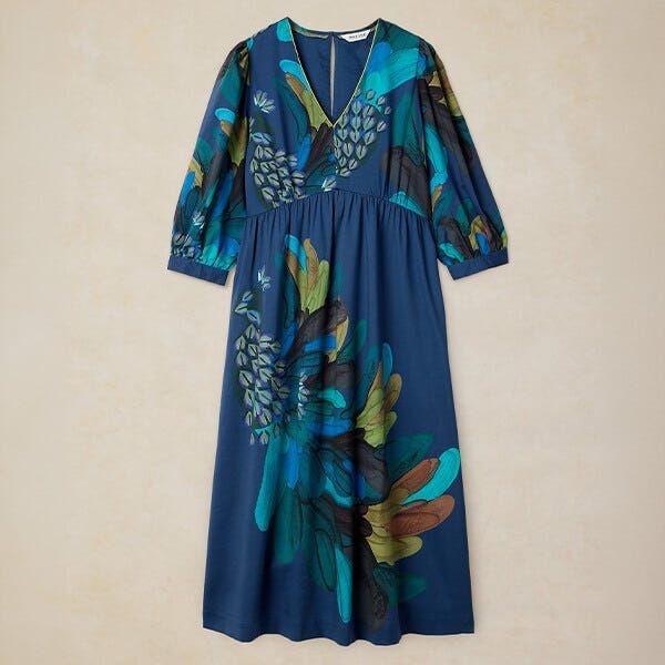 White Stuff Ladies Lucy Dress Teal Print