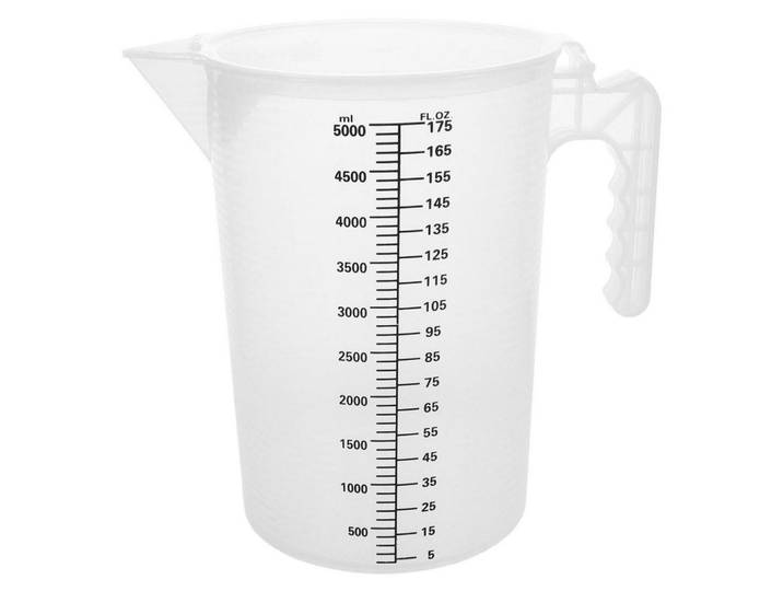 Messbecher 5 Liter mit Deckel und Skala, Transparent, Kunststoff, Backen & Backzubehör, Messbecher
