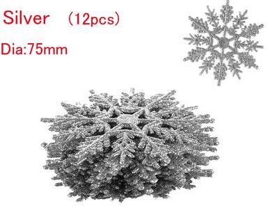 Top Demand Picks Glitter Snowflake Pendant Party Ornaments, Vivid Bauble DIY Craft Hanging, Christmas Tree Decor silver 75mm