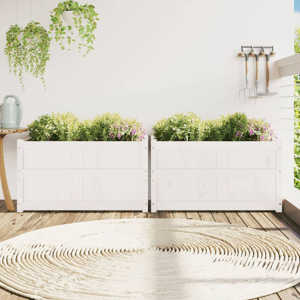 Alpen Home Venizelos Wood Planter Box White 50cm H x 90cm W x 50cm D