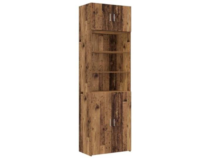 Makastle Highboard Wohnzimmer 70 x 42,5 x 225 cm Altholz Holzwerkstoff mit Regalen und Türen