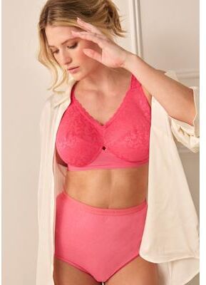 Plus Size Women's Full Coverage Sling Double Band Lace Bra by Comfort Choice in Dazzling Pink (Size 44 B)