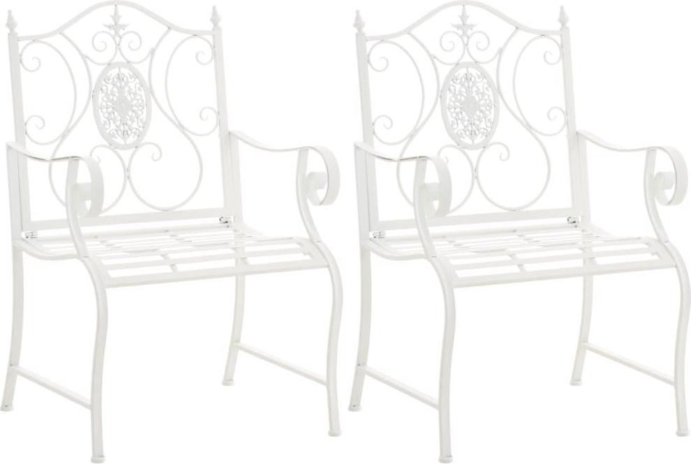 2er-Set nostalgische Gartenstühle - Outdoor-Stühle - pflegeleicht | Farbe: Weiß