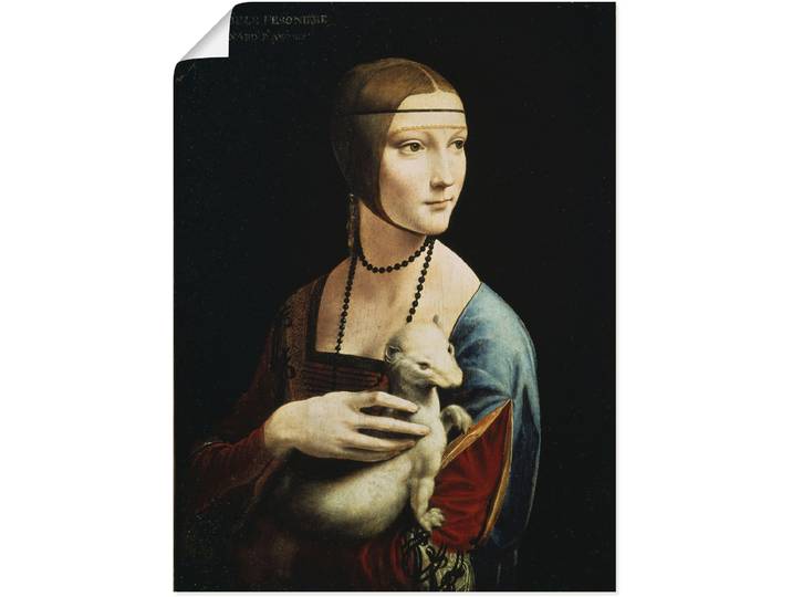 Wandbild ARTLAND Dame mit dem Hermelin Porträt , schwarz (farbe bild(er): schwarz), B:45cm H:60cm, Bilder, Wandbild, als Leinwandbild, Poster in verschied. Grössen