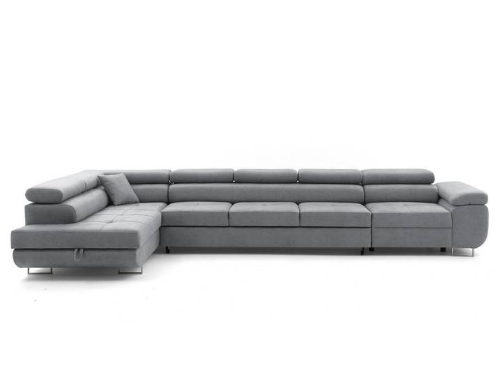 Muffo Ecksofa WILD XXL, mit Bettkasten, Hohe Metallfüße, verstellbare Kopfstützen, Liegefläche 125x240