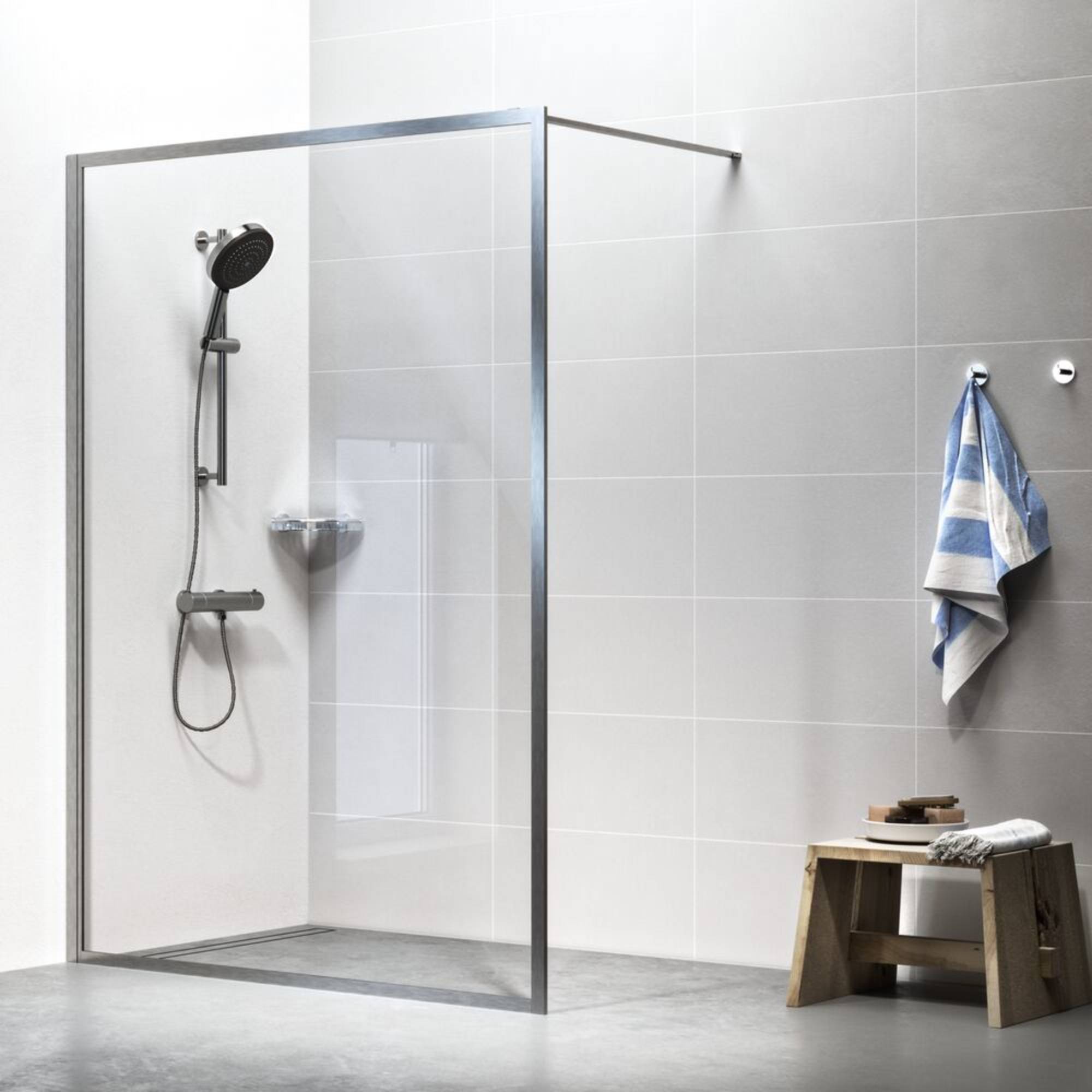 Sealskin Contour begehbare Dusche inkl. Antikalk 90x200cm gebürstetes Edelstahl
