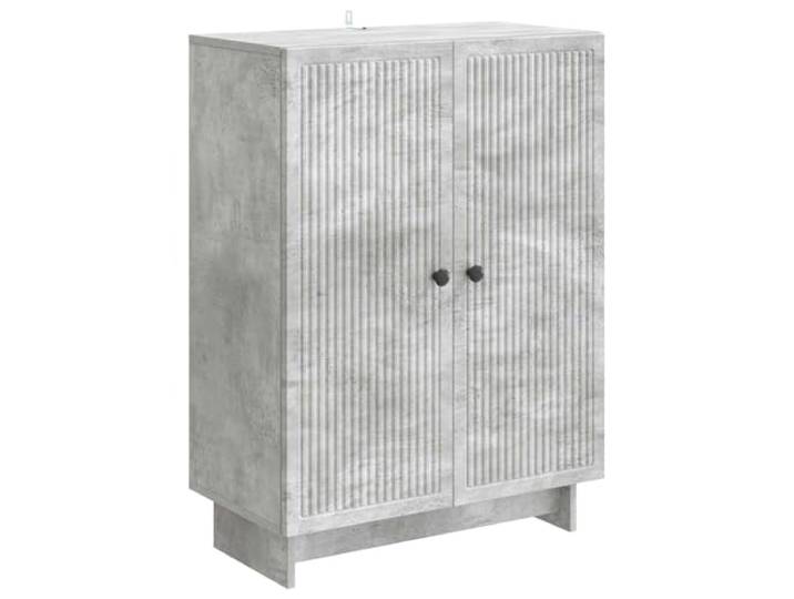 KPOTUERTU Sideboard Betongrau 66 x 34,5 x 90 cm Holzwerkstoff Vintage-Stil, 90°-Schwingtüren, Metallknöpfe, Regalböden, Wohnzimmer, Esszimmer, Aufbewahrung, Cocktailbar