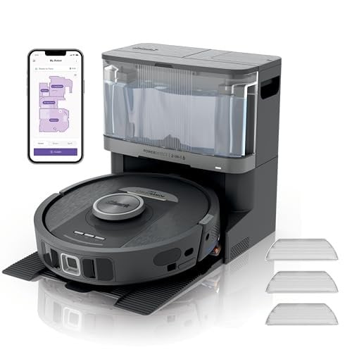 Shark PowerDetect 2-in-1 Robotstofzuiger en Dweil met NeverTouch systeem en 3D & LiDAR-navigatie, zwart RV2800YEEU