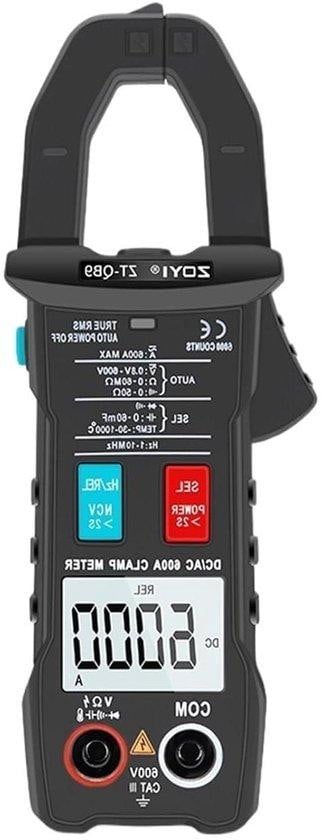Digitale Stroomtang Ampèremeter Multimeter voor Elektrische Metingen - AC 600A - Zwart