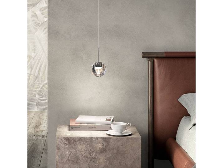 kdln Glas Hängeleuchte Dew, dimmbar, chrom / silber, für Küche, Glas, Design