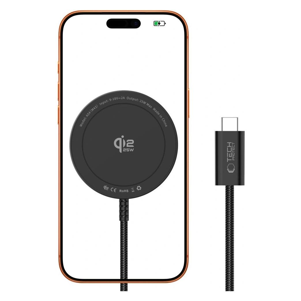Tech-Protect A54 MAGNETIC MAGSAFE WIRELESS CHARGER 25W QI2.2 BLACK (25 W) (5906302323913)