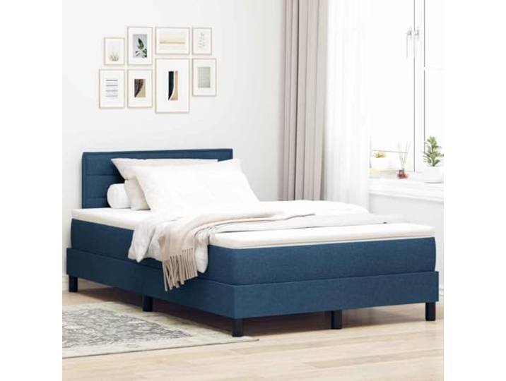 Atmungsaktiver Stoffbezug Modernes Design Marineblau 120 x 190 cm Boxspringbett mit Matratze mit Kopfteil Blau 120 x 190 cm Stoff Bettgestell mit Lattenrost Modernes Design