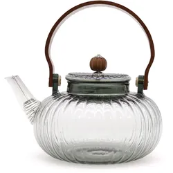 Glass Infuser Teapot - Charcoal Ribbed Pearl - 950ml