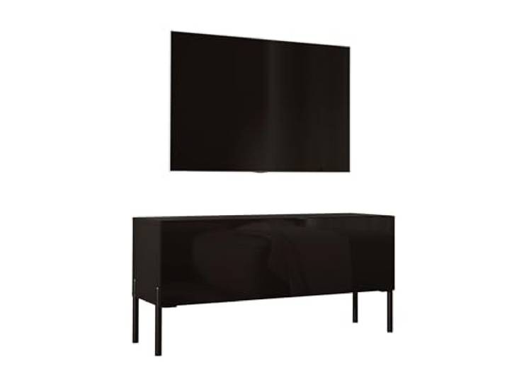 3xE Living TV-Lowboard mit Beinen 100 cm, Schwarz Matt mit Beinen in Schwarz, 100 x 32 x 52 cm