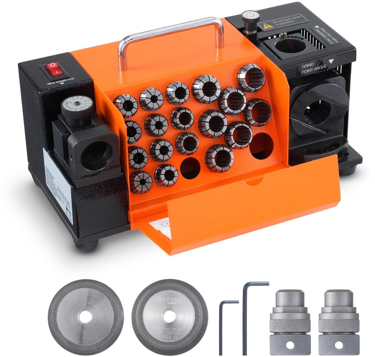 MELVRA Borenslijper 3–20 mm met 18 spantangen en CBN & SDC slijpwiel, Oranje