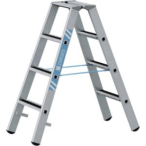 Zarges Stehleiter R13step B, 41551, beidseitig begehbar, aus eloxiertem Aluminium, bis 150kg, mit 2 x 4 R13-Stufen