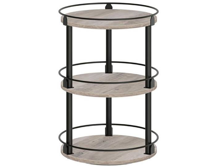 Porte-épices rotatif 3 niveaux plateau tournant 26 x 26 x 45 cm 2 niveaux rangement barrière anti-chute gris/noir