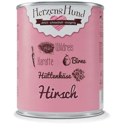 Herzenshund Hirsch mit Wildreis und Karotte | 6x 800g Hundefutter