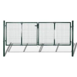 vidaXL Gartenzaun Tor Stahl Grün : Größe - 306 x 150 cm