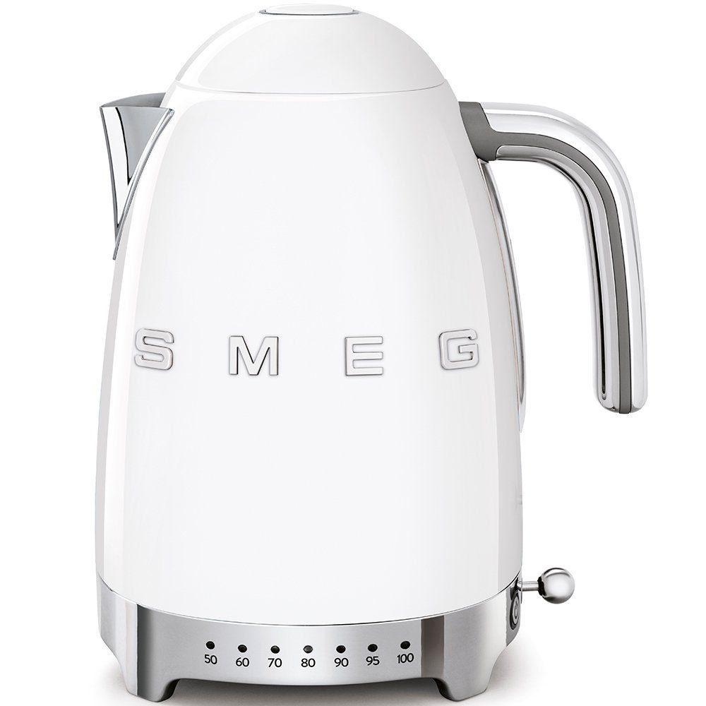 SMEG Wasserkocher mit Temperatureinstellung 50-100°C Edelstahl Kocher,2400,00 W, 360°Basis elektrischer Wasser Kocher mit Temperatureinstellung Metall