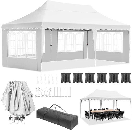 Famanu Partytent 3x6 Meter - Mit Seitenwänden, UV-Schutz, Wasserabweisend, Weiß