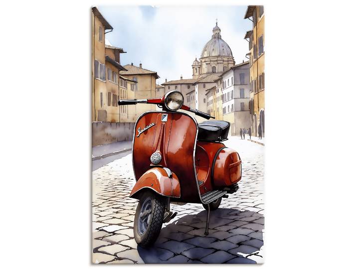 Wandbild ARTLAND Roter Motorroller in Italien , rot (farbe bild(er): rot), B:40cm H:60cm, Bilder, Wandbild, als Alubild, Leinwandbild, Poster, Wandaufkleber in verschied. Grössen