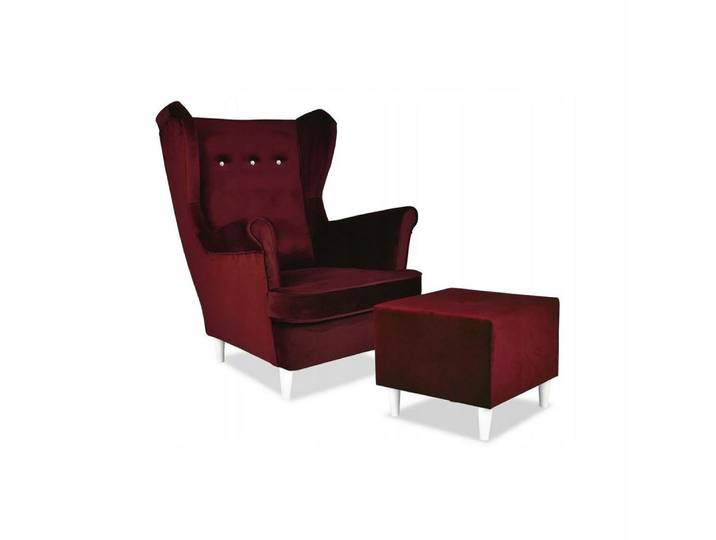 Family Meble Sessel Family Meble ARI Ohrensessel mit Fußhocker ROYAL 13 dunkelrot 84x104x9