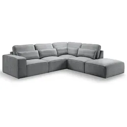 ECKSOFA grau Webstoff, Sofa 305 x 281 cm, L-Sofa rechts