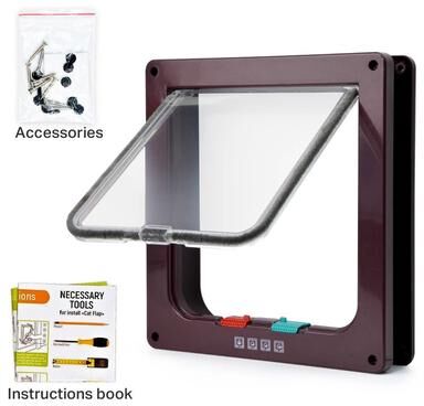 Uplift Picks Smart 4 Way Locking Pet Door Secure Cat And Dog Flap Door With Direction Control brown 20x19x2cm
