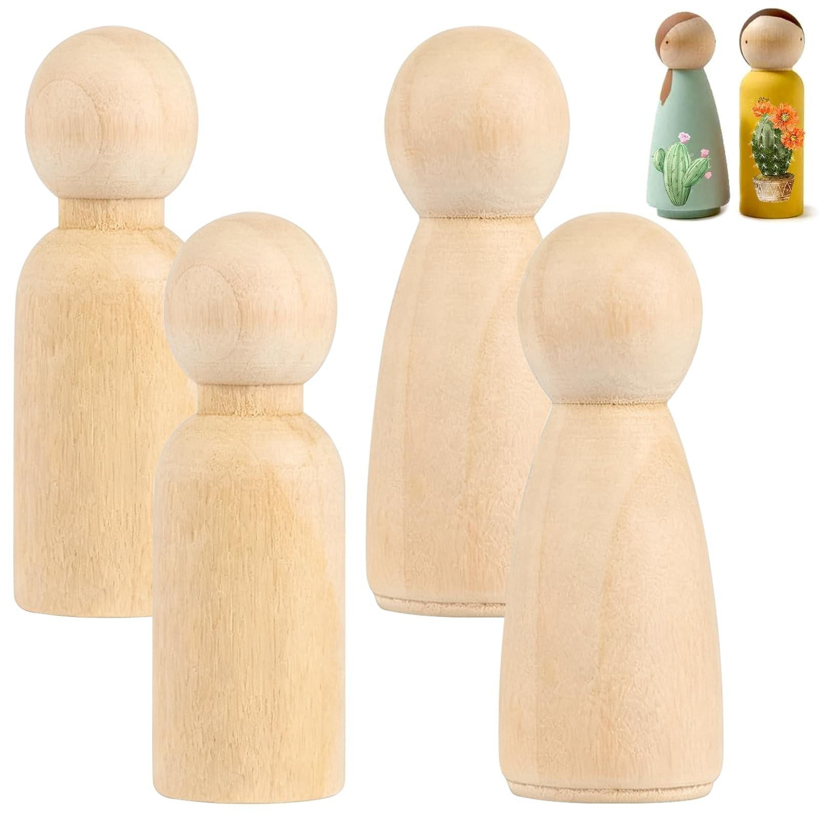 Set van 4 onbehandelde houten poppen figuren