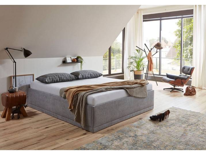Westfalia Schlafkomfort Polsterbett Texel, Standardhöhe mit Zierkissen, Bettkasten bei Ausführung mit Matratze