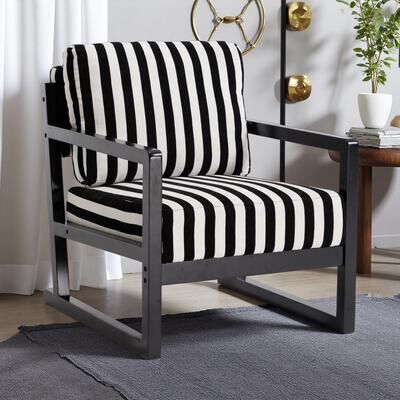ZWYO HOSIMU 30.7-inch Fabric & Wood Lounge Chair with Armrests Foam Cushion Reading Chair Living Room Bedroom Study Sofa Chair