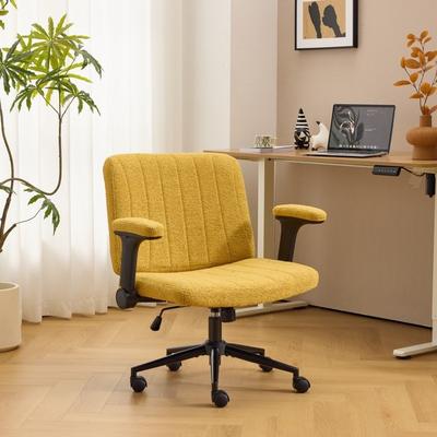 No Speckled Chenille Swivel Chair With Flip-Up Arms For Cross-Legged