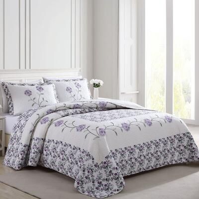 Beatrice Home Fashions Carnation Embroidered Bedspread