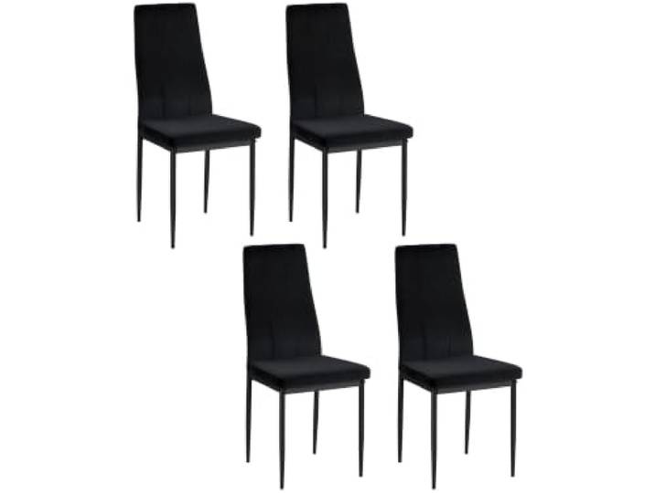 Kelly 4er Set gepolsterte Esszimmerstühle aus Samt, schwarz