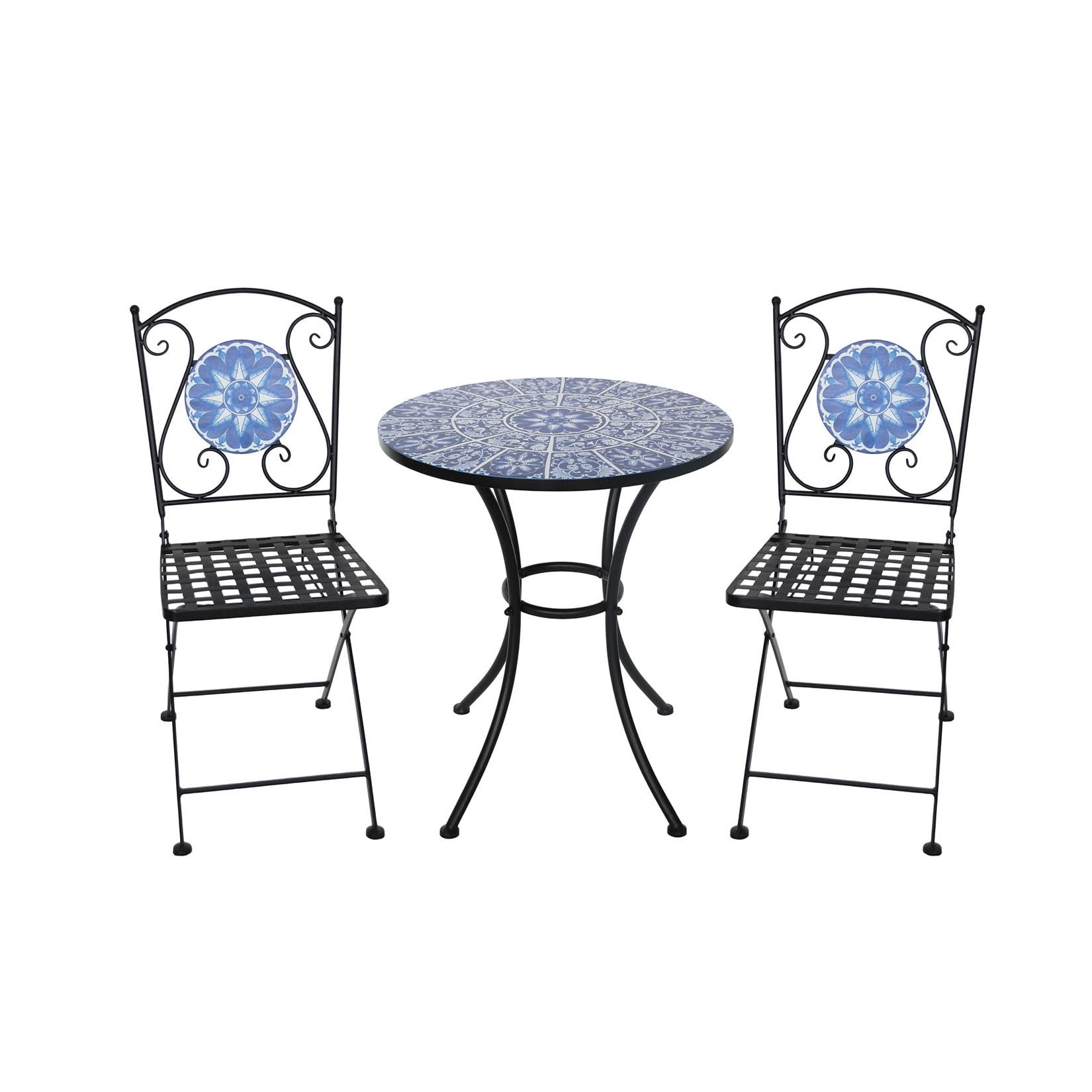 HTI-Living Tisch und 2 Stühle Marocco Blau