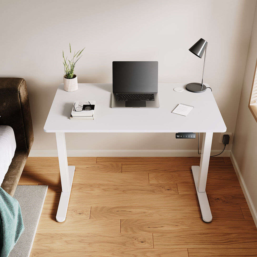 Inbox Zero 100Cm W Height Adjustable Rectangular Standing Desk White 100cm W X 60cm D