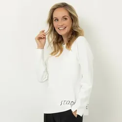 STRANDFEIN Sweatshirt, langarm Rundhalsausschnitt Schriftzug figurumspielend
