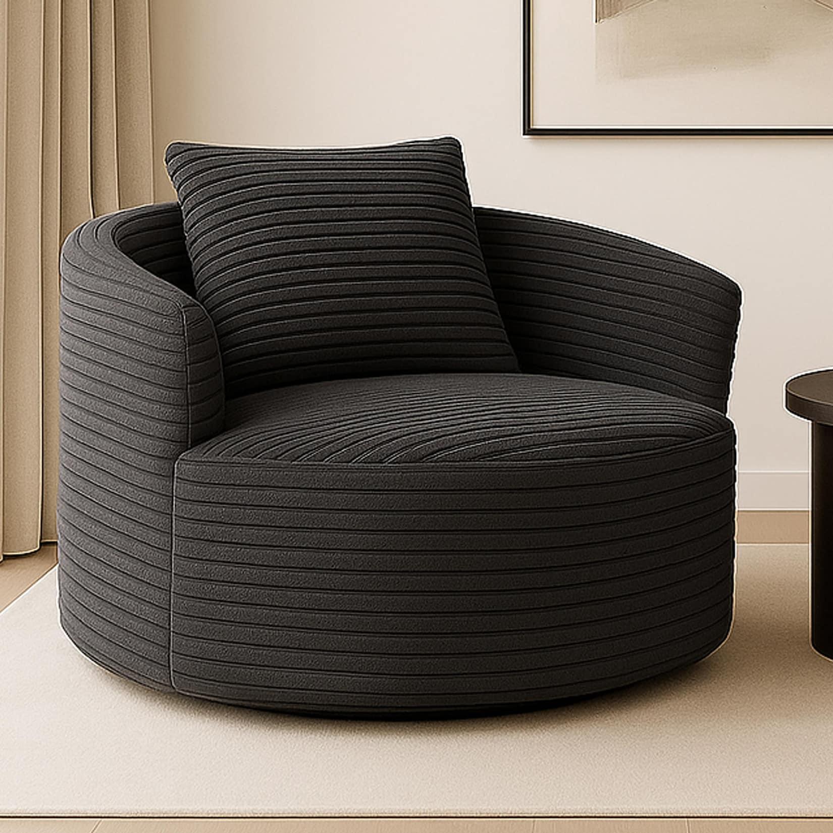 Sessel MCW-P18, Loungesessel Relaxsessel Polstersessel Cocktailsessel, Stoff/Textil Cord (370g/m²) ~ dunkelgrau