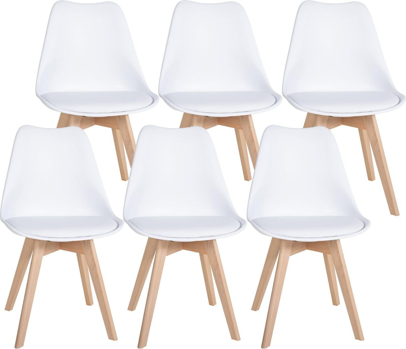 Set van 6 eetkamerstoelen Ramsey wit
