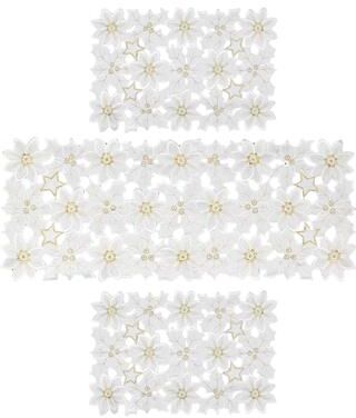 Gouchee Home Christmas Joy Poinsettia Table Runner and Placemat Set